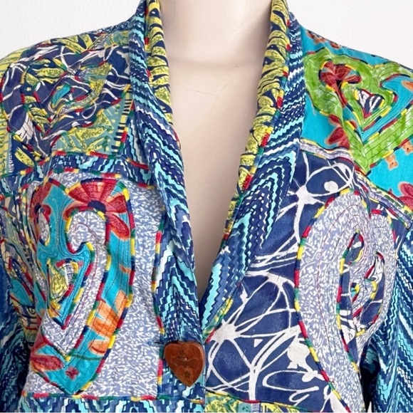 Vintage Y2K 90s Sandy Starkman Cottagecore Quilt Patchwork Jacket Blazer SZ M - Picture 4 of 14